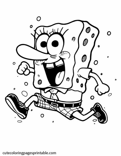 Spongebob Squarepants Coloring Page Of Spongebob Sprinting With Splashing Water