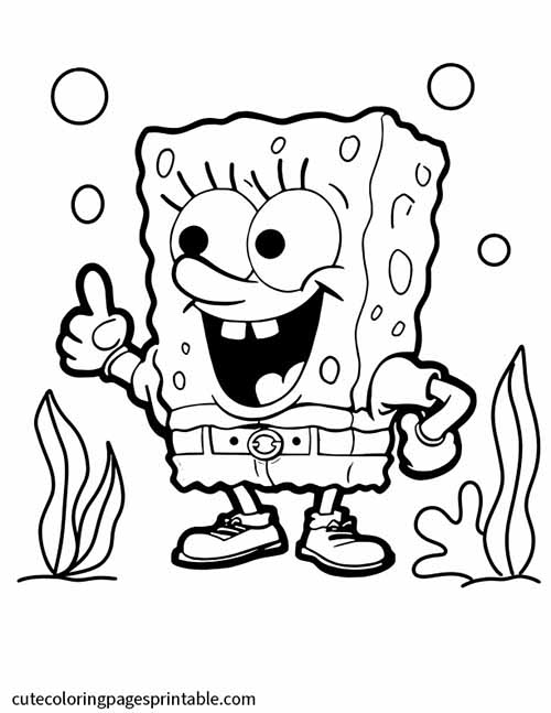 Spongebob Squarepants Coloring Page Of Spongebob Smiling With Bubbles