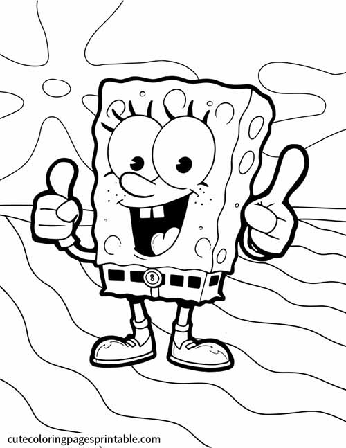 Spongebob Squarepants Coloring Page Of Spongebob Standing With Thumbs Up