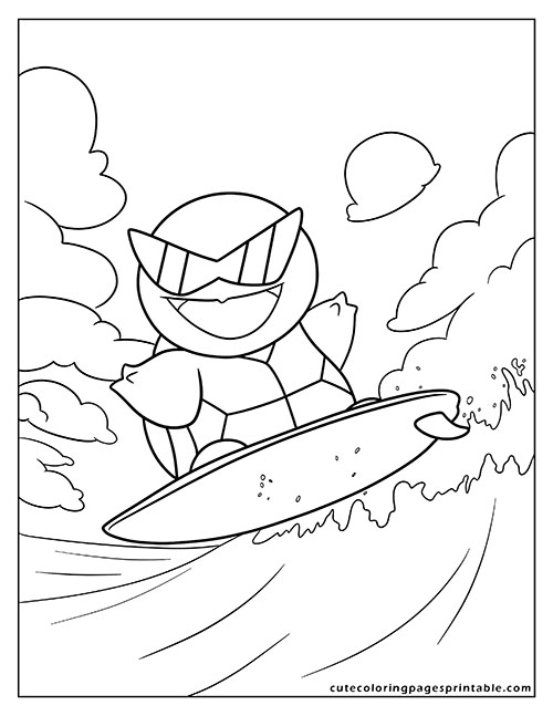 Squirtle Surfing Pokemon Card Coloring Page