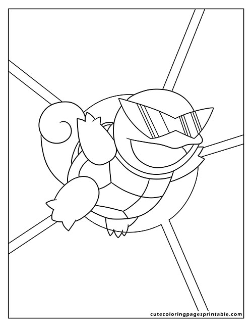 Pokemon Card Coloring Page Of Squirtle Wearing Sunglasses