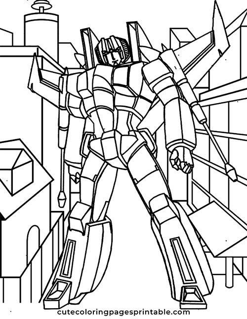 Transformers Coloring Page Of Starscream With Jets Blazing