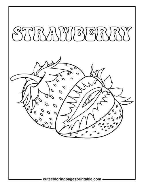 Coloring Page Of Strawberry With Leaves