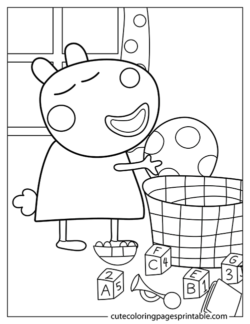 Suzy Sheep Laughing Peppa Pig Coloring Page Featuring George
