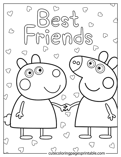 Peppa Pig Coloring Page Of Suzy Sheep With Hearts Floating Featuring Ice Cream