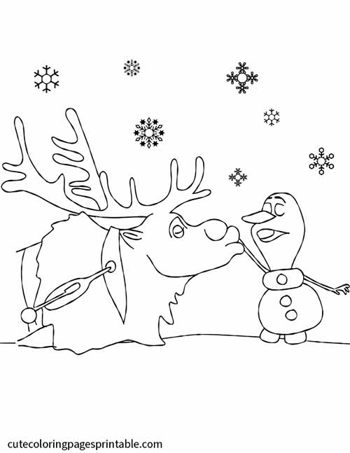 Frozen Coloring Page Of Sven And Olaf Greet