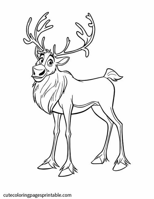 Frozen Coloring Page Of Sven Stands Smiling