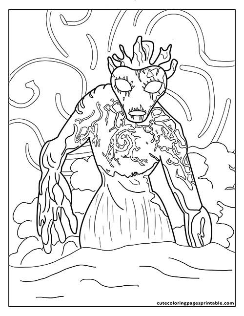 Moana Coloring Page Of Te Ka Emerging From Water