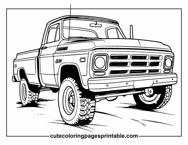 Coloring Page Of Truck Sitting With Big Tires