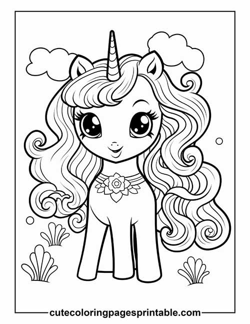 Unicorn Smiling Coloring Page