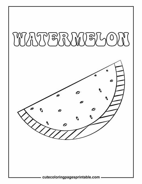 Watermelon Slice With Seeds Coloring Page
