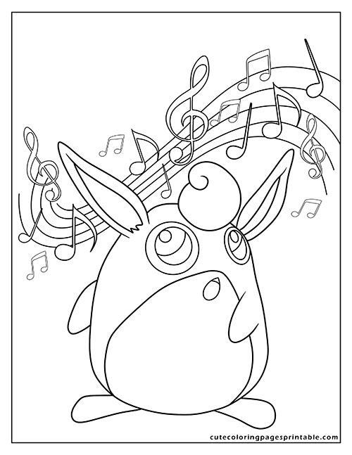 Wigglytuff Standing Pokemon Coloring Page Featuring Bulbasaur