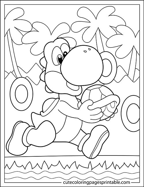 Yoshi Running With A Ball Super Mario Bros Coloring Page