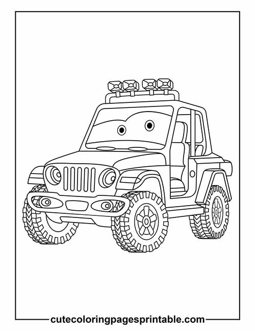Coloring Page Of Car With Headlights Shining
